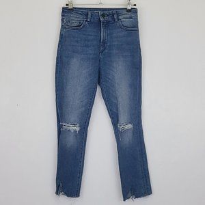 DL1961 Farrow High Rise Skinny Crop Capri Knee Tear Jean Laramie HEMMED